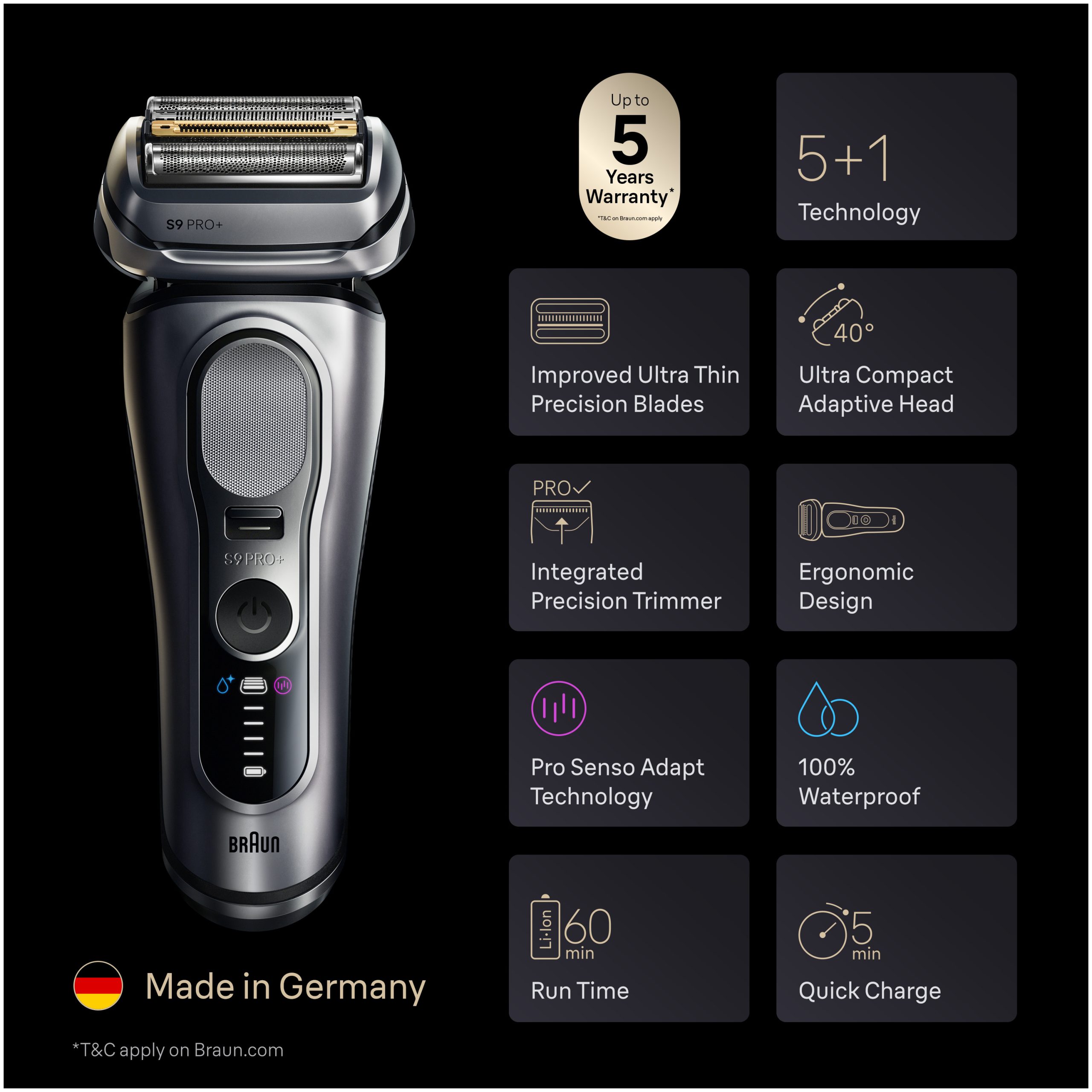 Braun Mens Electric Shaver Series 9 Pro+ 9677cc - Image 2