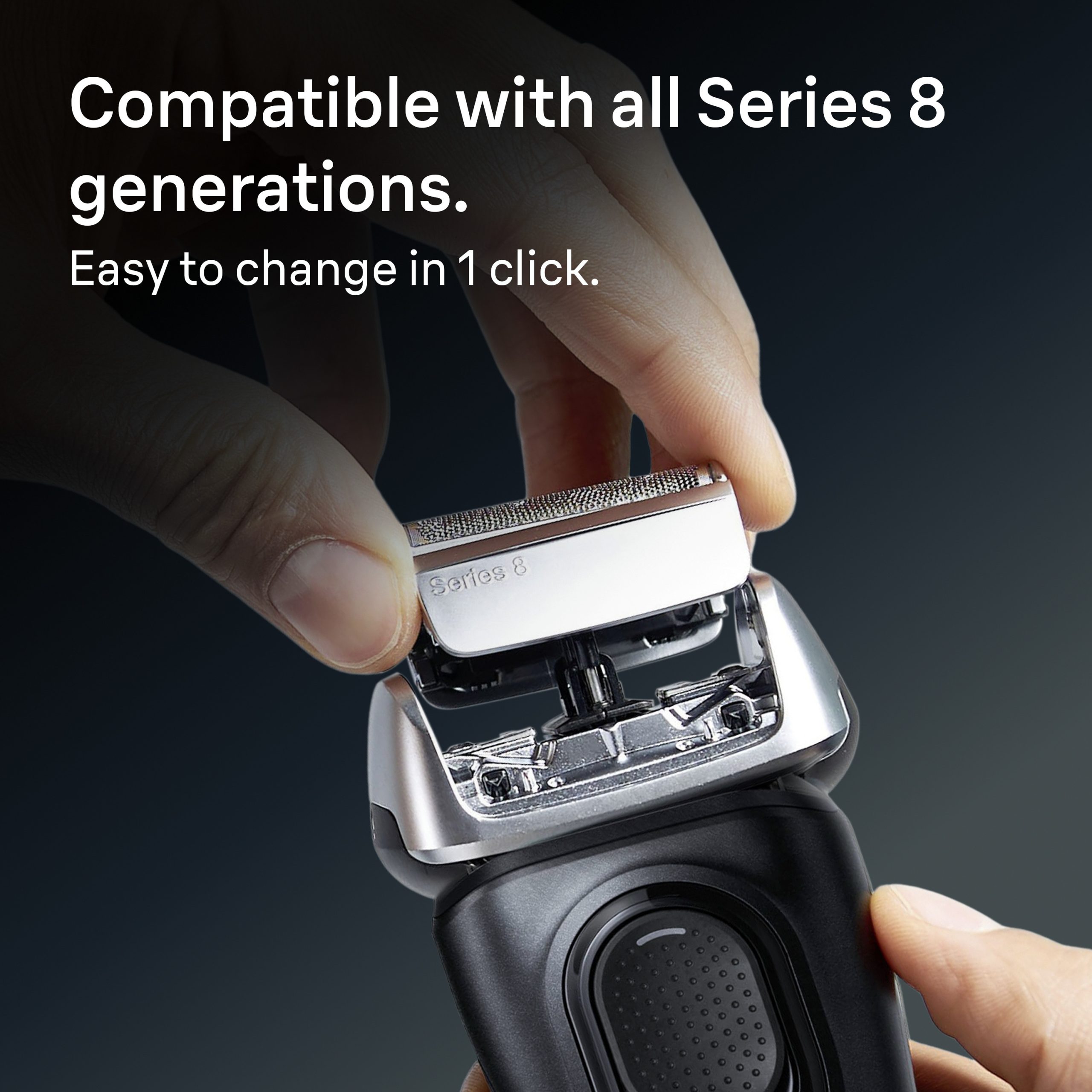 Braun Electric Shaver Head Replacement Part 83m Silver, Compatible with Series 8 Electric Razors for Men - Image 2
