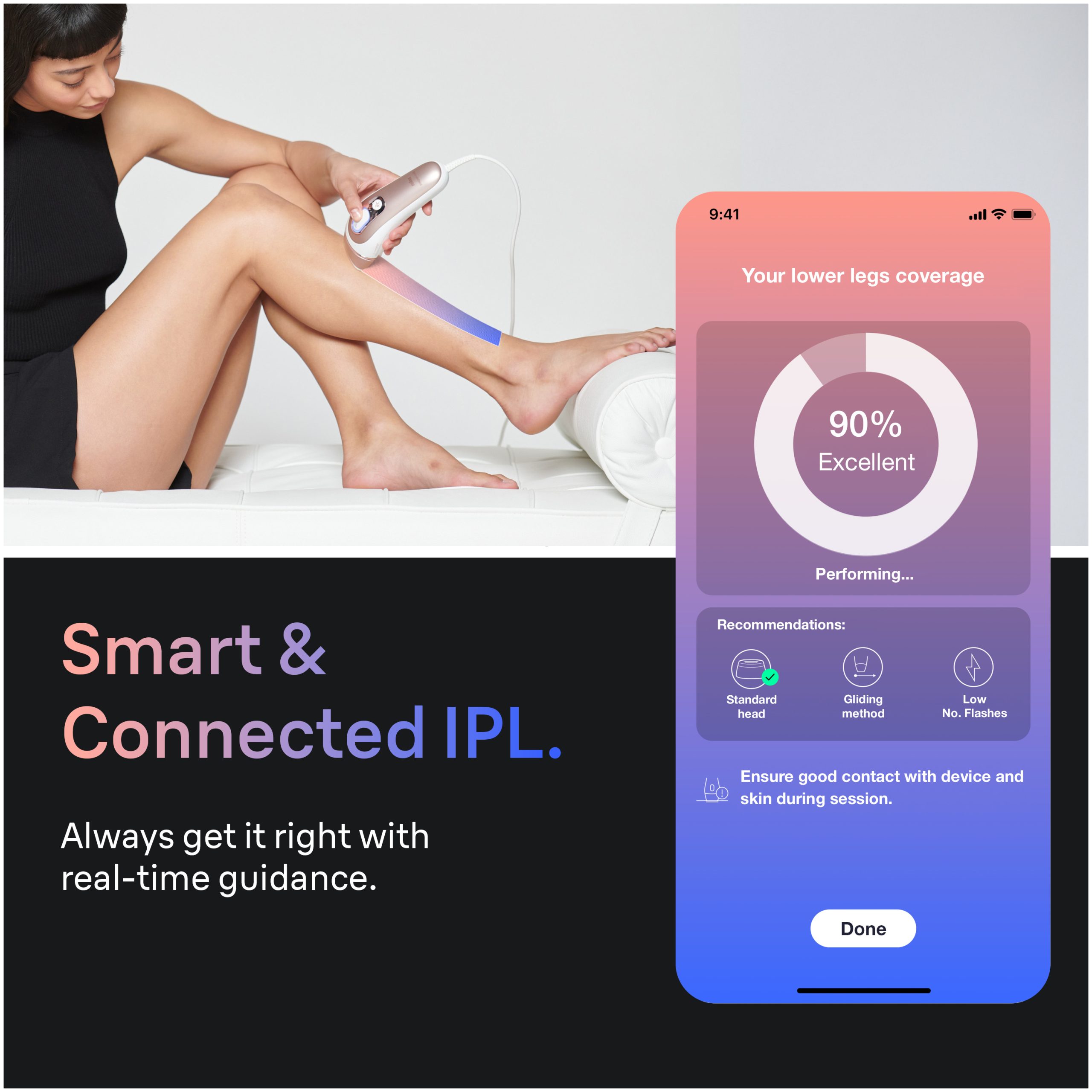 Braun Skin iexpert Smart IPL: At Home Alternative to Laser Hair Removal with 3 Caps and Leather Pouch, PL7243 - Image 3