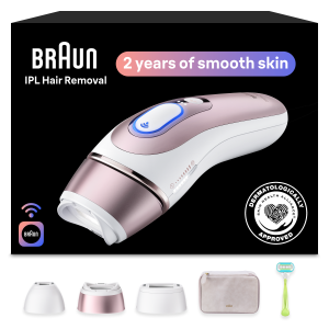 Braun Skin iexpert Smart IPL: At Home Alternative to Laser Hair Removal with 3 Caps and Leather Pouch, PL7243